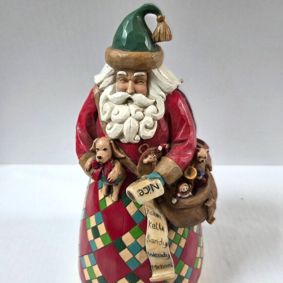Jim Shore Hardwood Creek Santa Claus Naughty Nice Double Sided Figure He Knows - Picture 7 of 8